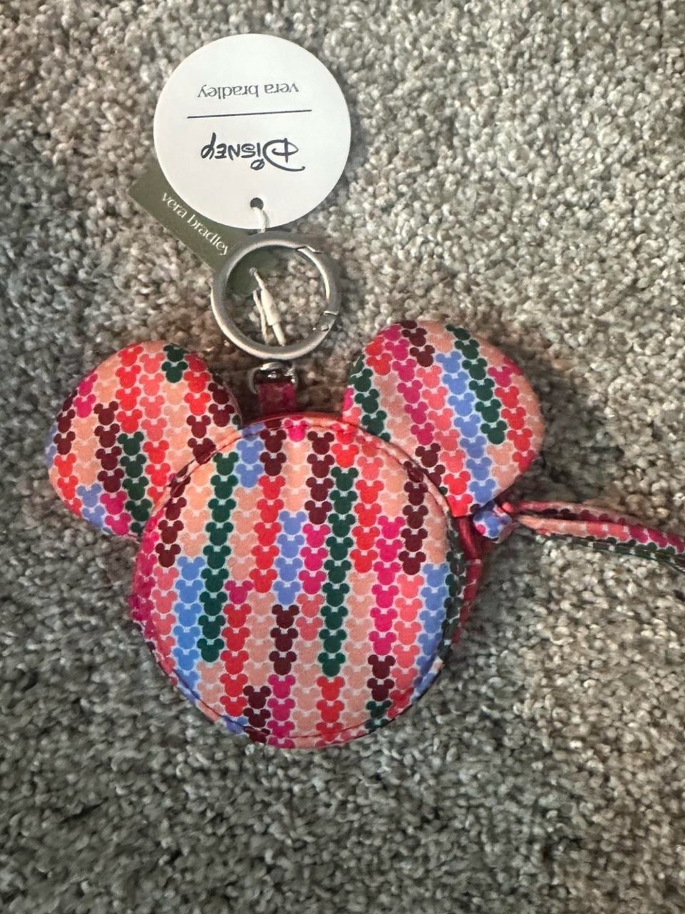 Vera Bradley Multicolor Mickey Ear Coin Pouch Keychain